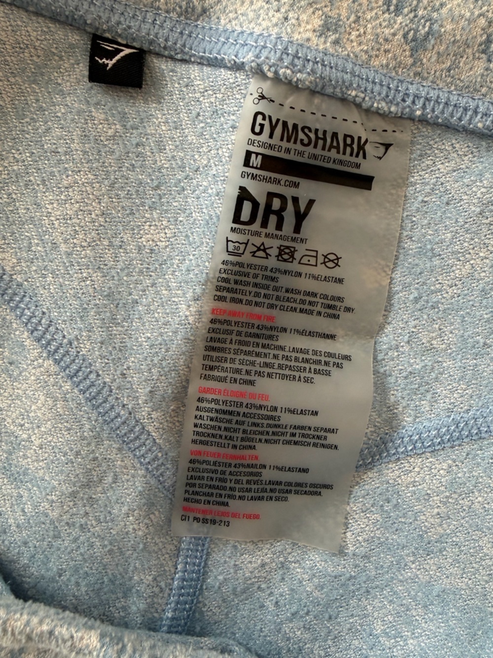 GYMSHARK EUC Dry Fleur Texture High Rise Light Blue Leggings Women’s Size M - Picture 6 of 9